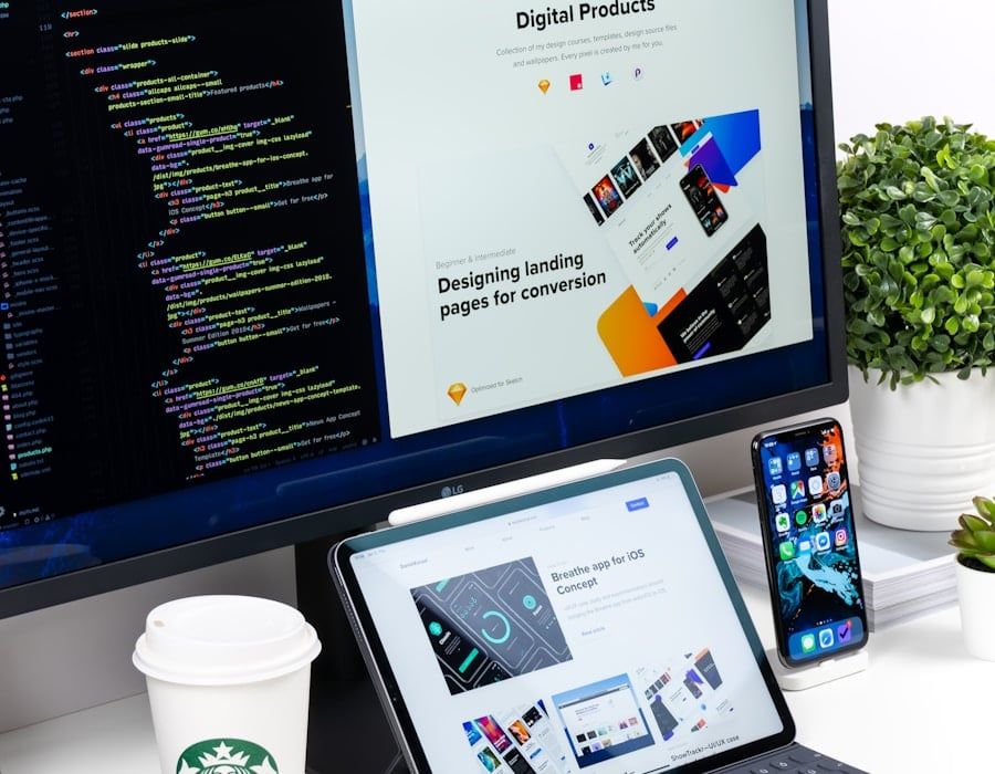 Slow website hurting SEO? — Designer reviewing a modern website layout on screen